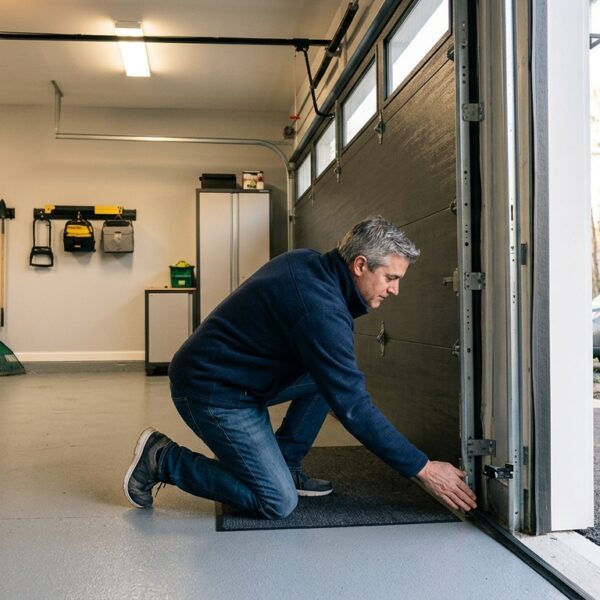 energy-efficient insulated garage door with weather seals
