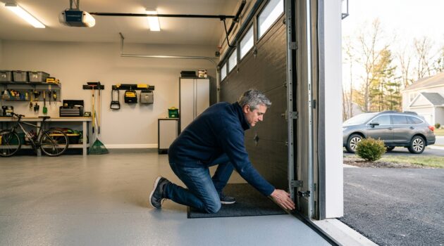 energy-efficient insulated garage door with weather seals