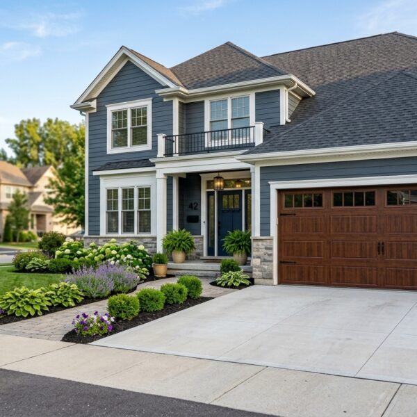 new garage door improving curb appeal