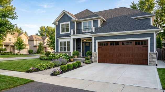 new garage door improving curb appeal