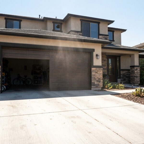 Garage door exposed to extreme summer heat