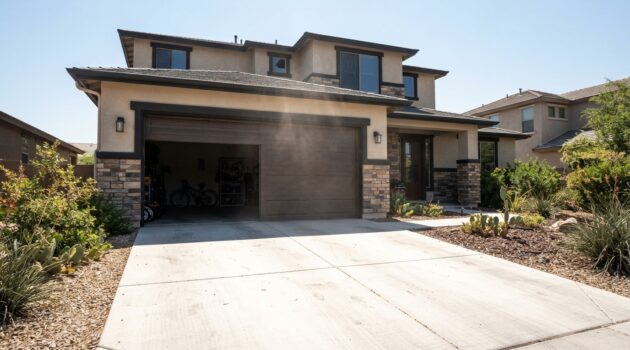 Garage door exposed to extreme summer heat