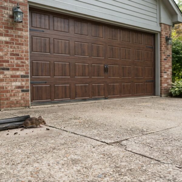 Garage door gap allowing mice and pests to enter