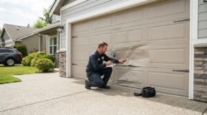 Garage door panel replacement for a damaged section