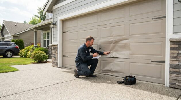 Garage door panel replacement for a damaged section
