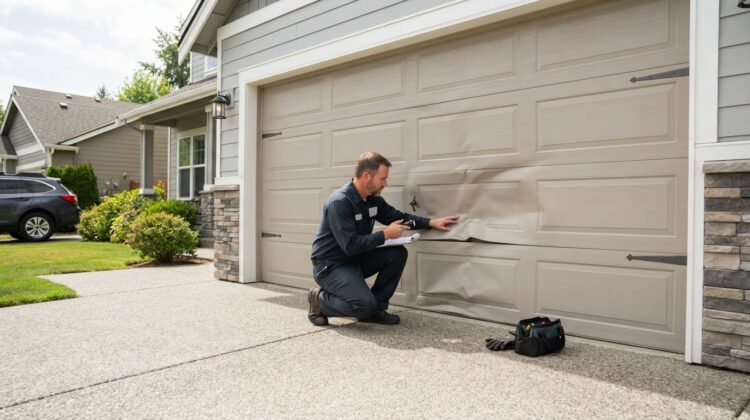 Garage door panel replacement for a damaged section