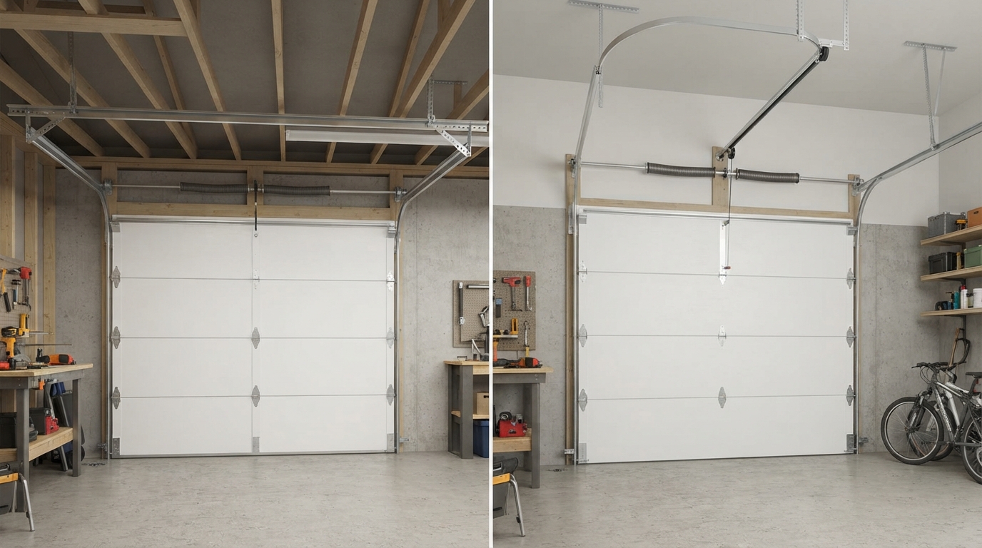 Standard lift versus high-lift garage door tracks