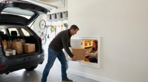 Costco door trend 2026 with a garage-to-pantry grocery pass-through